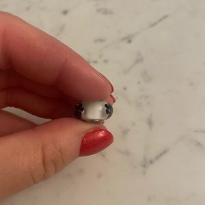 Pandora black flower glass charm